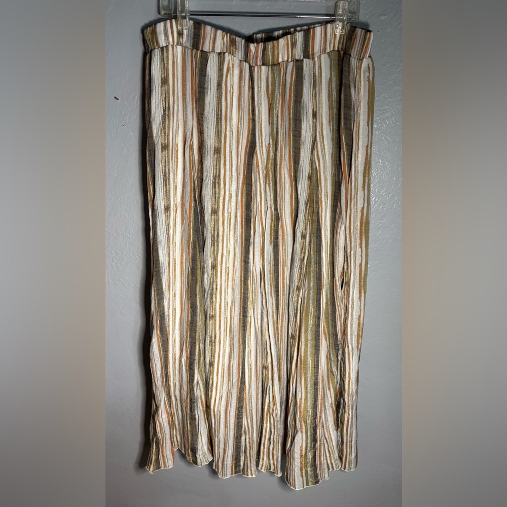 Indigo Rose Womens Maxi‎ Skirt SZ XL Pull On Earthtone Stripes Elastic Waistband